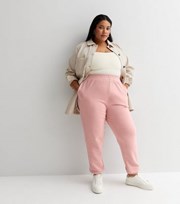 New Look Curves Pale Pink Jersey Cuffed Joggers